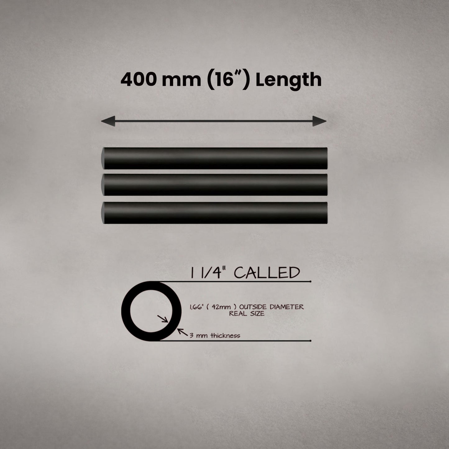 1"1/4 (CALLED) 42mm x 400mm (16") TUBE SET - Grip Support Store