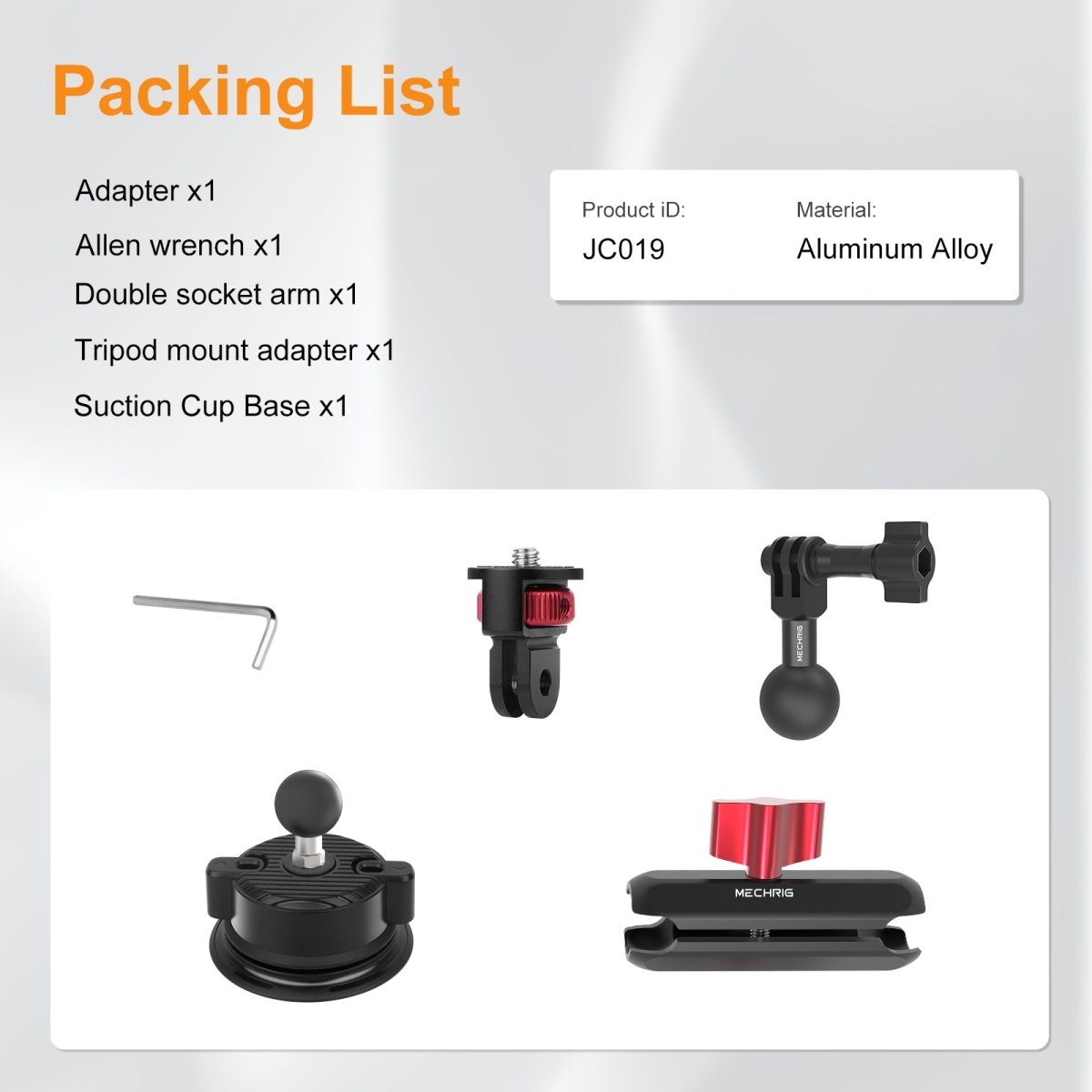 Mechrig 360° Suction Cup Camera Mount with 1/4" Screw Adapter - Grip Support Store
