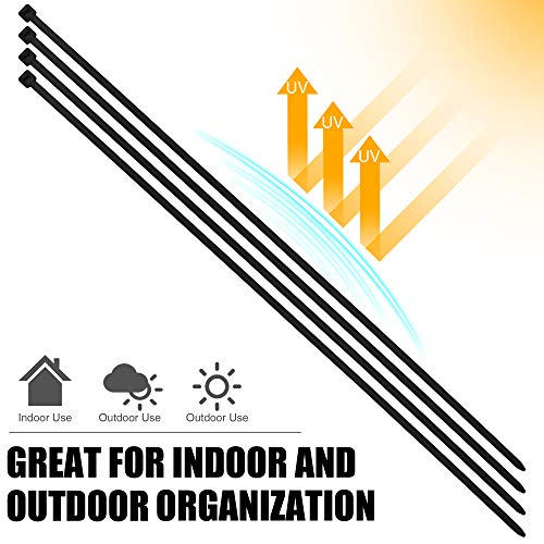 15" Black Zip Cable Ties (100 Pack), 120lbs Tensile Strength - Heavy Duty - Grip Support Store