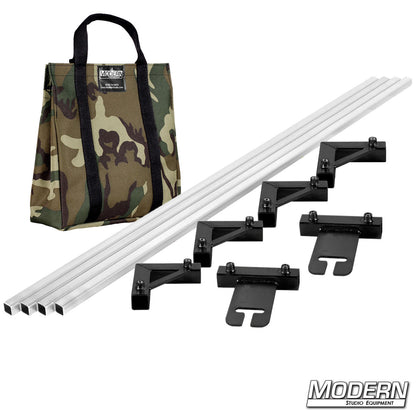 12-Foot x 12-Foot Breakdown Frame with 12-Foot Tubes and a Camo bag– Professional Speed-Rail® Grip Frame for Film Lighting and Rigging | Modern Studio Equipment. 