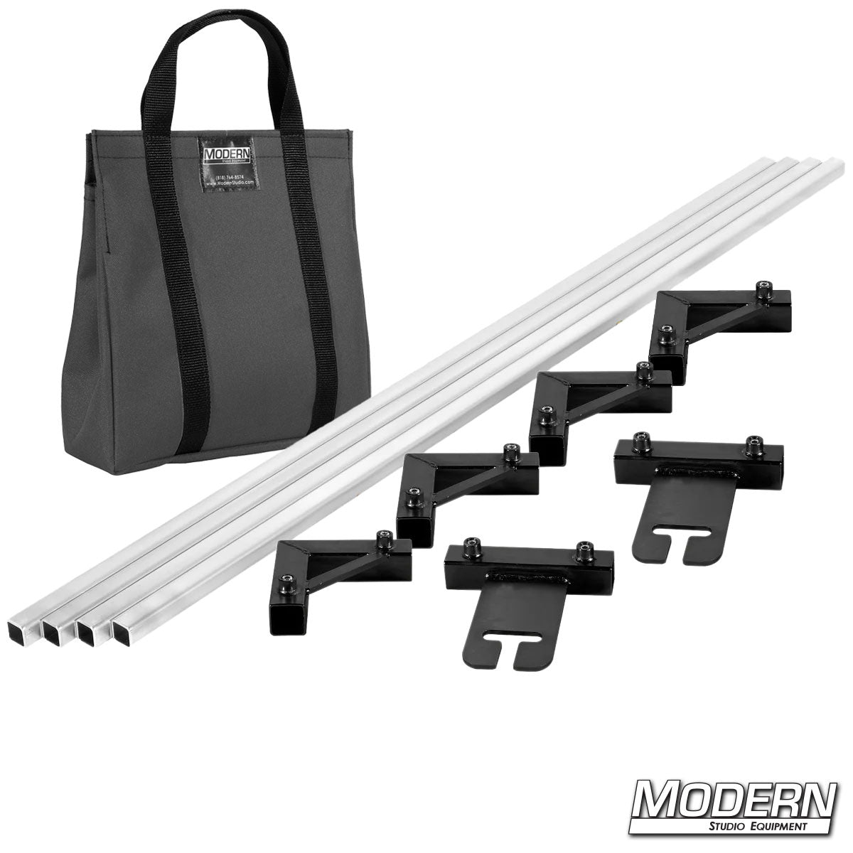12-Foot x 12-Foot Breakdown Frame with 12-Foot Tubes and a Gray bag– Professional Speed-Rail® Grip Frame for Film Lighting and Rigging | Modern Studio Equipment. 