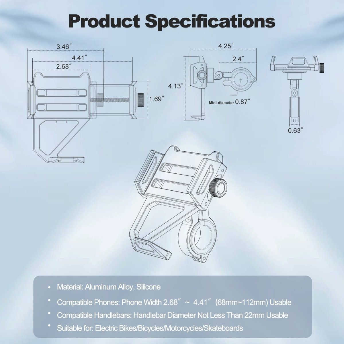 Mechrig 360° Rotating Aluminum Alloy Cycling Phone Holder - Grip Support Store