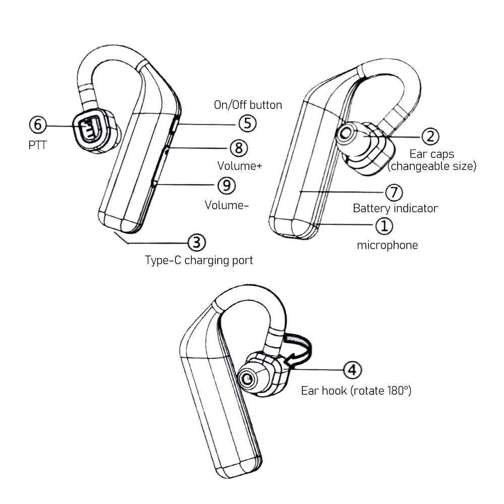 Walkie Talkie Bluetooth Headset