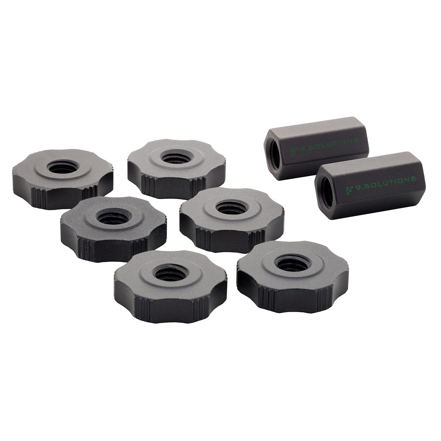 9.Solutions Mini Rigging Rod Set Nuts, Long Nuts, Finger Nuts, Anodized Aluminum, 9.VBROD4