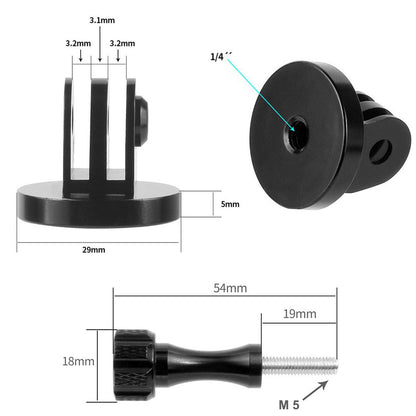 1/4-20 Tripod Adapter with Thumb Screws, Aluminum Alloy Mount Adapter Compatible with GoPro Hero 12/11/10/9/8 and Other Action Cam (1Pack) - Grip Support Store