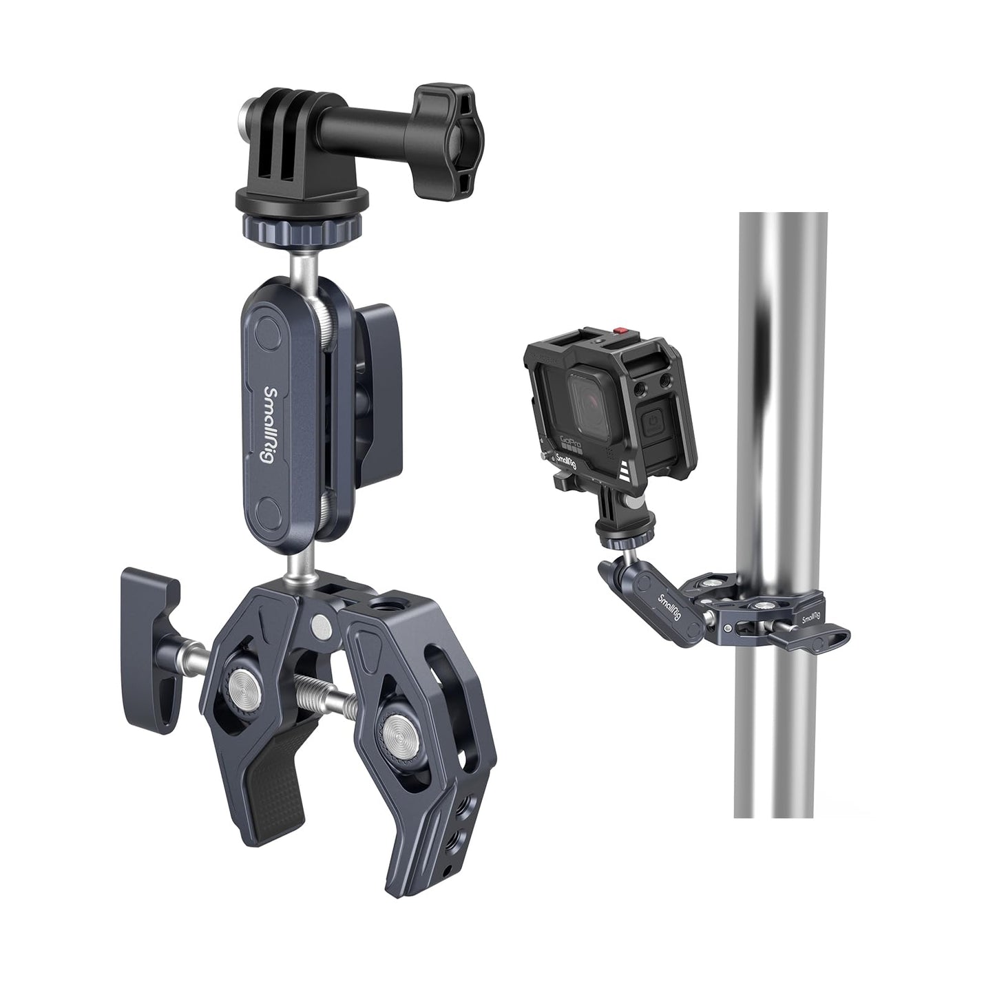 SMALLRIG Camera Mount Clamp, Ballhead Magic Arm and Adapter for Gopro, Camera Monitor Mount with 1/4"-20, 3/8"-16 Threaded Holes, Super Clamp for Gopro/DSLR/Stabilizer