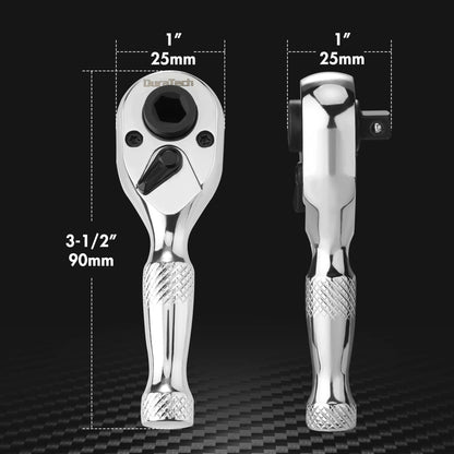 1/4-Inch Stubby Ratchet Wrench, Socket & Bit Driver, 72-Tooth, Chrome Alloy Made
