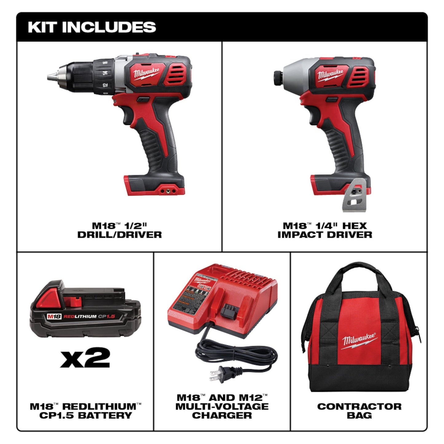 Milwaukee 2691-22 M18™ Cordless Lithium-Ion 2-Tool Combo Kit - Grip Support Store