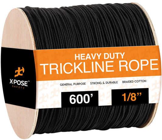 Black Unglazed Trickline Rope - 600 ft x 1/8 inch Theatrical Tie Line Heavy Duty Spool, Cable Management and Wire Tie - for Theatre, Stage Decor, Rigging and Utility Applications - Grip Support Store