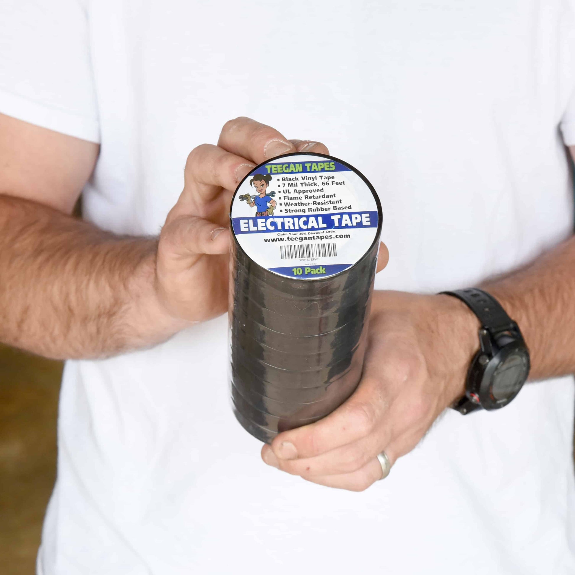 10-Pack Electrical Tape - Black - 3/4" X 66 Feet - Grip Support Store