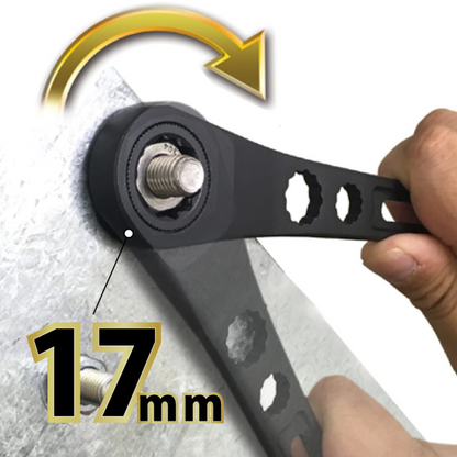 8-1/2" Adjustable Ratchet Crescent Wrench with 1-1/2" jaw + 17mm Socket + 13mm + 10mm Slots - Grip Support Store