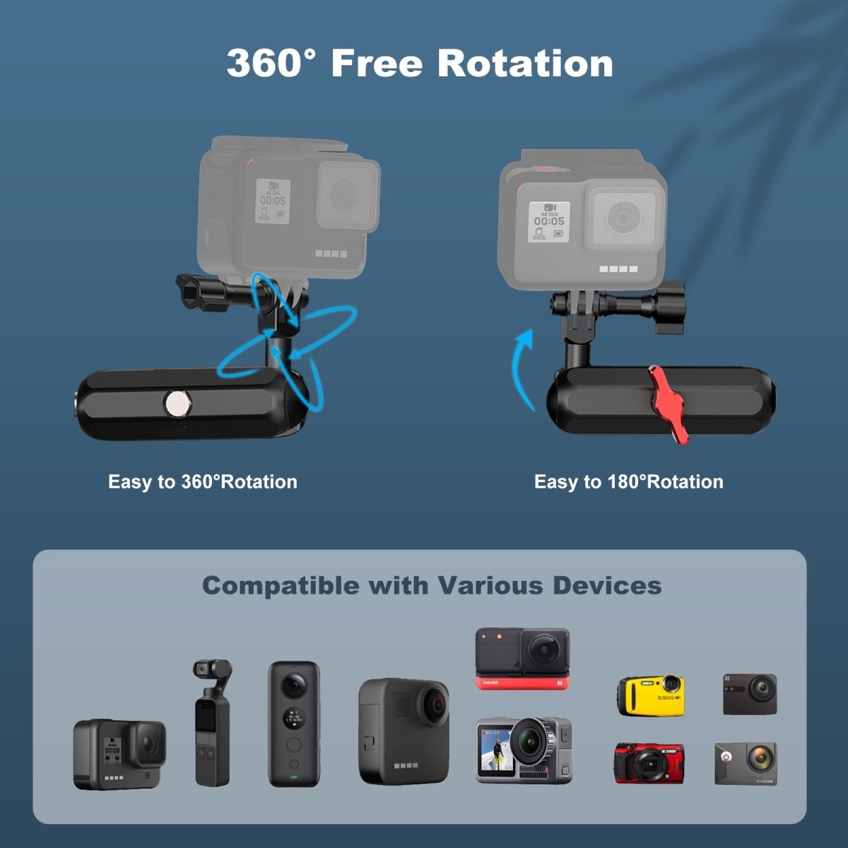 Mechrig Aluminum Ball Head Tube Clamp Bracket for Action Camera - Grip Support Store