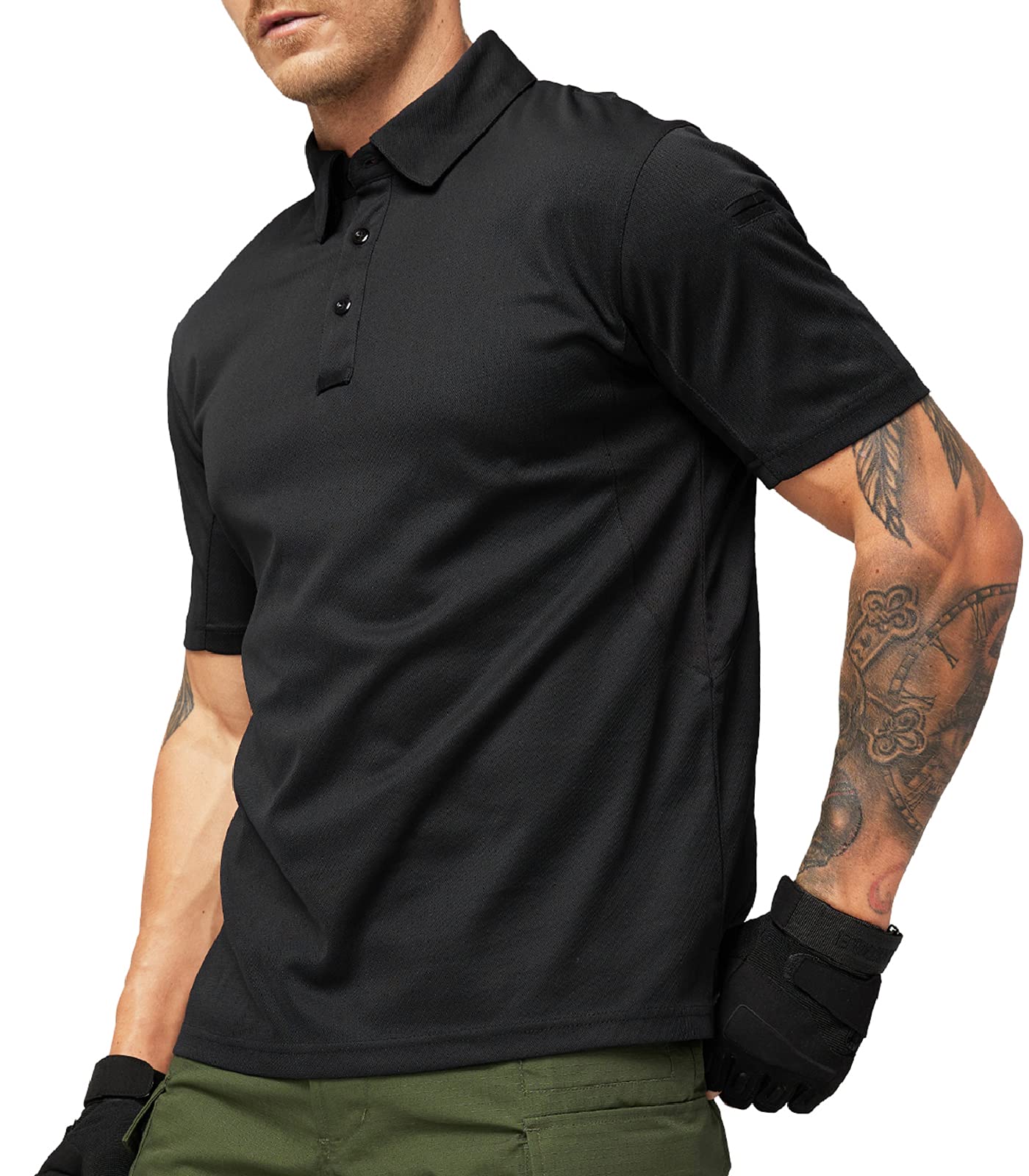 Show Black Polo Short Sleeve Shirts, Moisture-Wicking - Grip Support Store