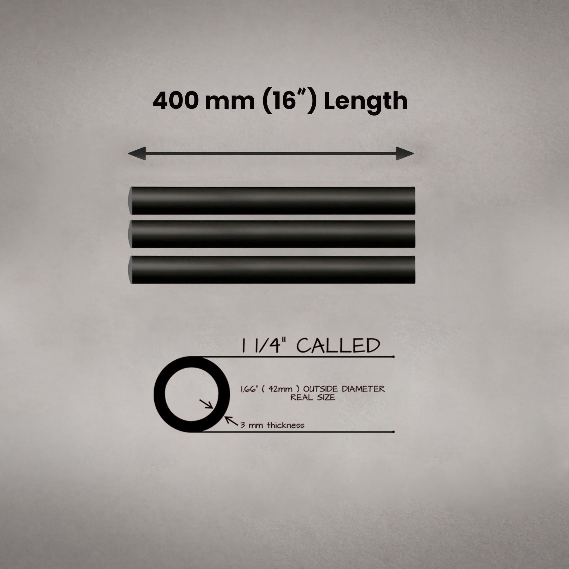 1"1/4 (CALLED) 42mm x 400mm (16") TUBE SET - Grip Support Store