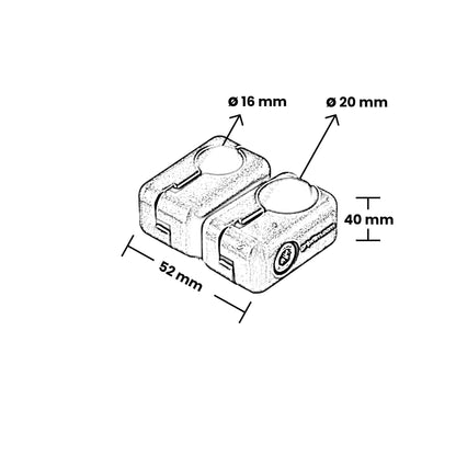 16mm - 20mm SWIVEL CLAMP SET - BLACK-TEK SUCTION CUPS - Grip Support Store