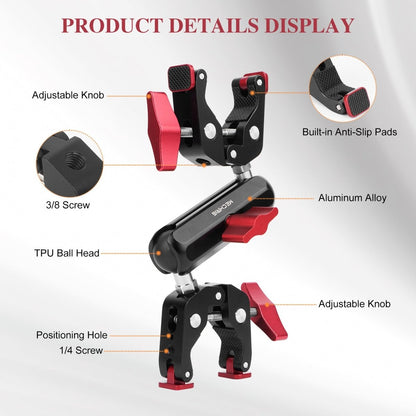 Mechrig 360° Adjustable Dual Super Clamp Mount with Ball Head Arm - Grip Support Store