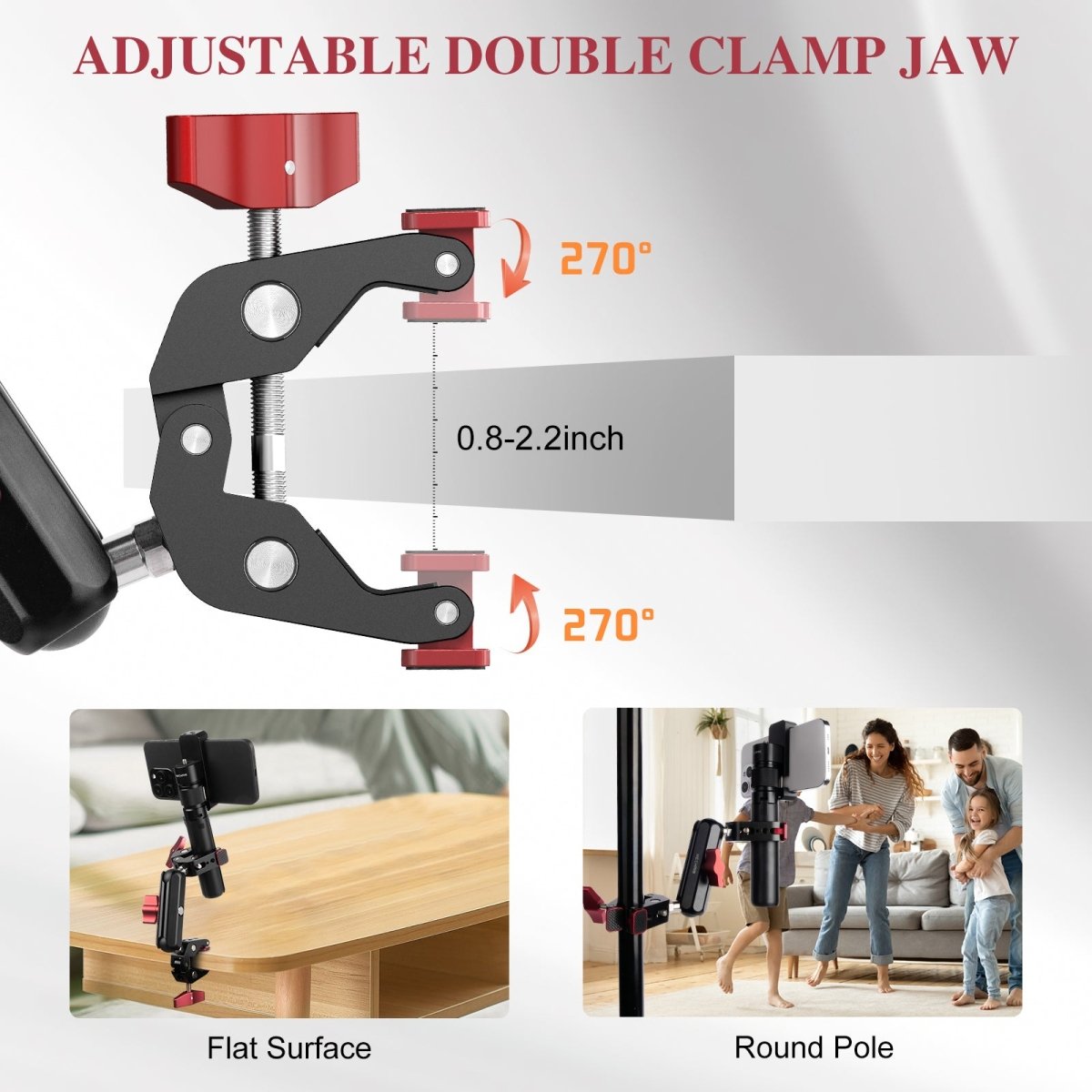 Mechrig 360° Adjustable Dual Super Clamp Mount with Ball Head Arm - Grip Support Store