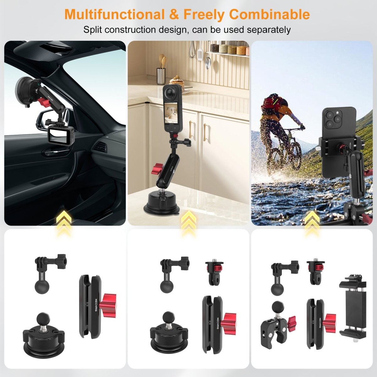 Mechrig 360° Suction Cup Camera Mount with 1/4" Screw Adapter - Grip Support Store