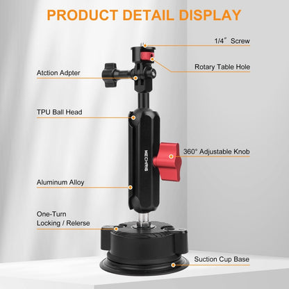 Mechrig 360° Suction Cup Camera Mount with 1/4" Screw Adapter - Grip Support Store