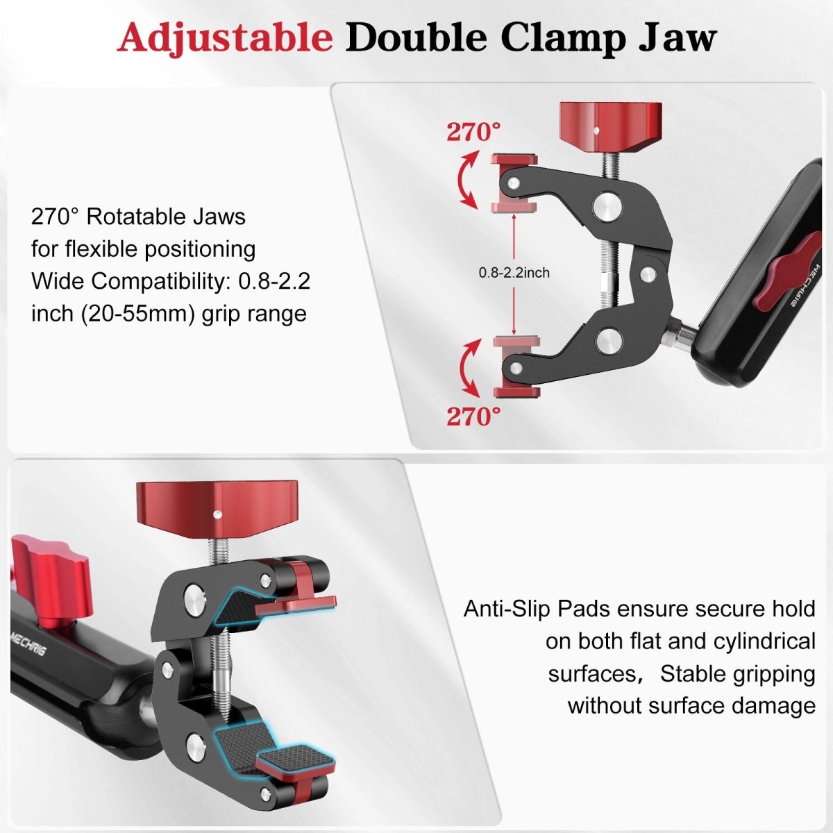 Mechrig Adjustable Camera Mount with 5-Section Pole and Four Super Clamps - Grip Support Store