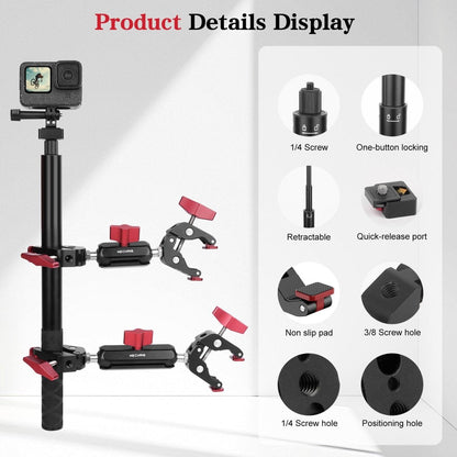 Mechrig Adjustable Camera Mount with 5-Section Pole and Four Super Clamps - Grip Support Store