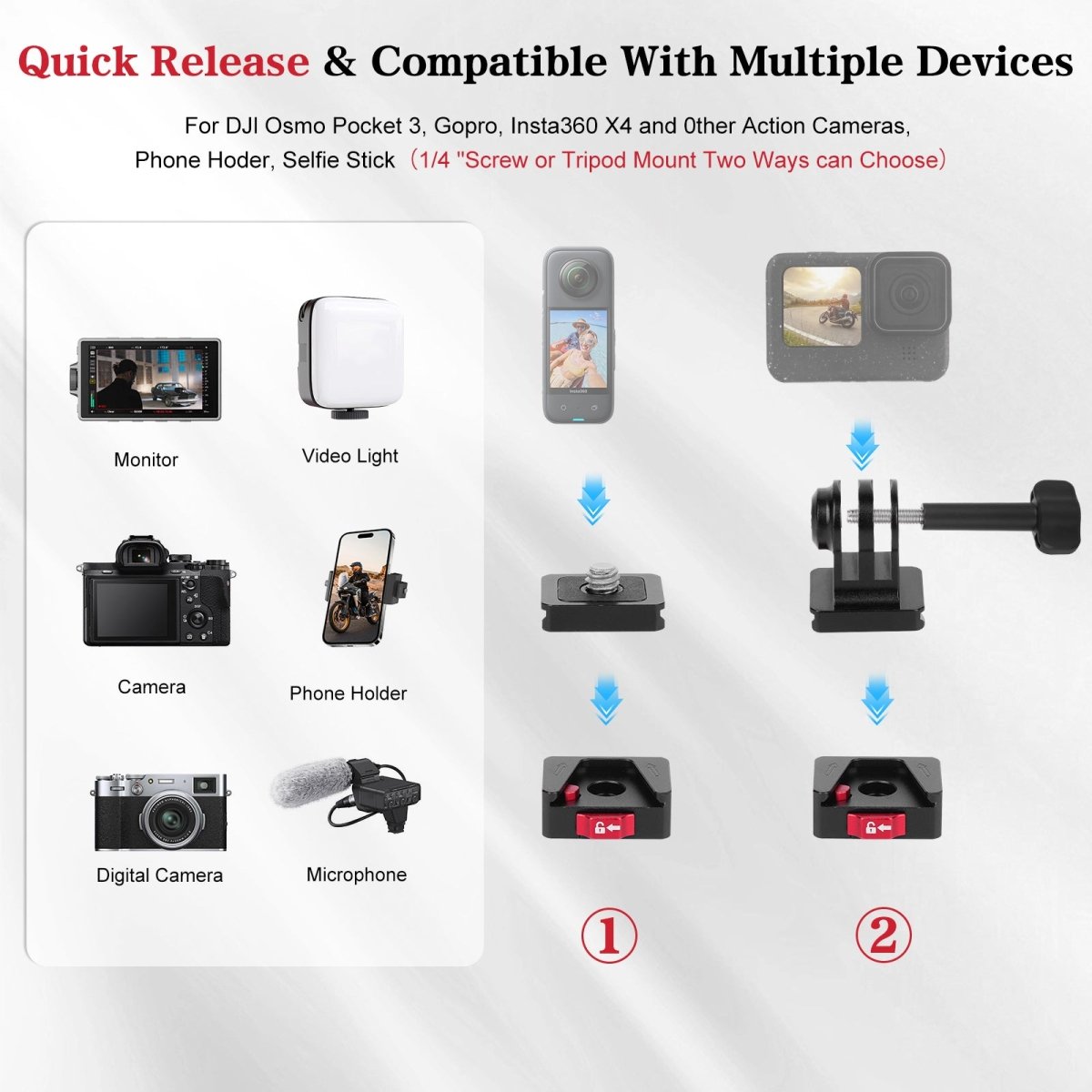 Mechrig Adjustable Camera Mount with 5-Section Pole and Four Super Clamps - Grip Support Store