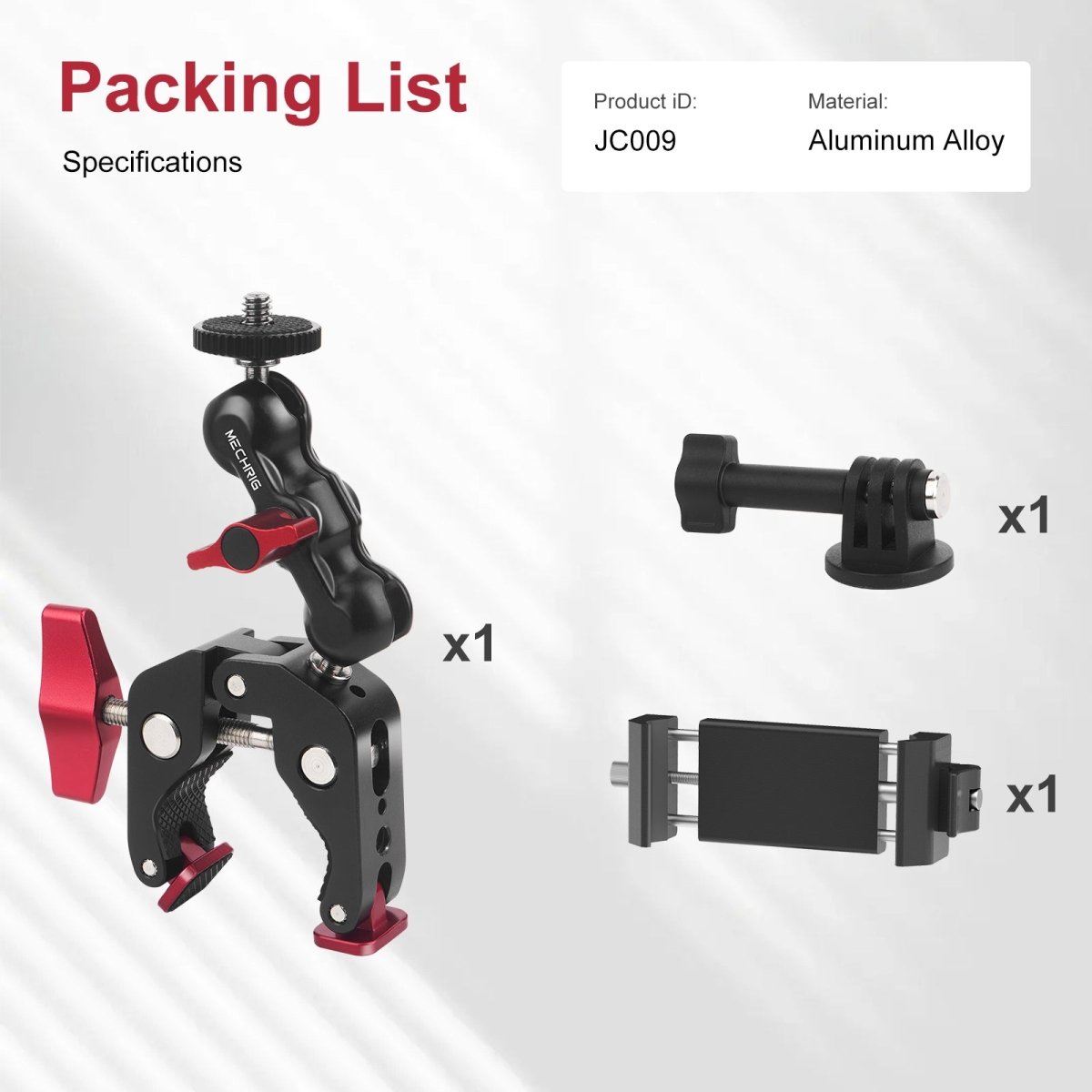 Mechrig Dual Ball Magic Arm Super Clamp Mount with GoPro Adapter & Phone Clamp - Grip Support Store