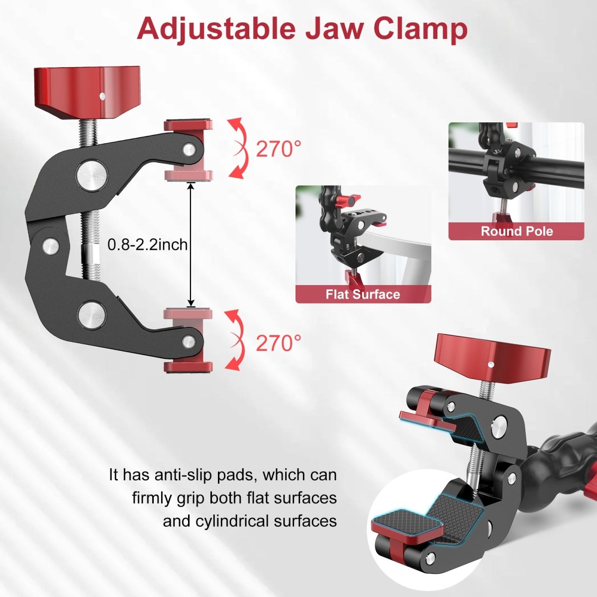 Mechrig Dual Ball Magic Arm Super Clamp Mount with GoPro Adapter & Phone Clamp - Grip Support Store