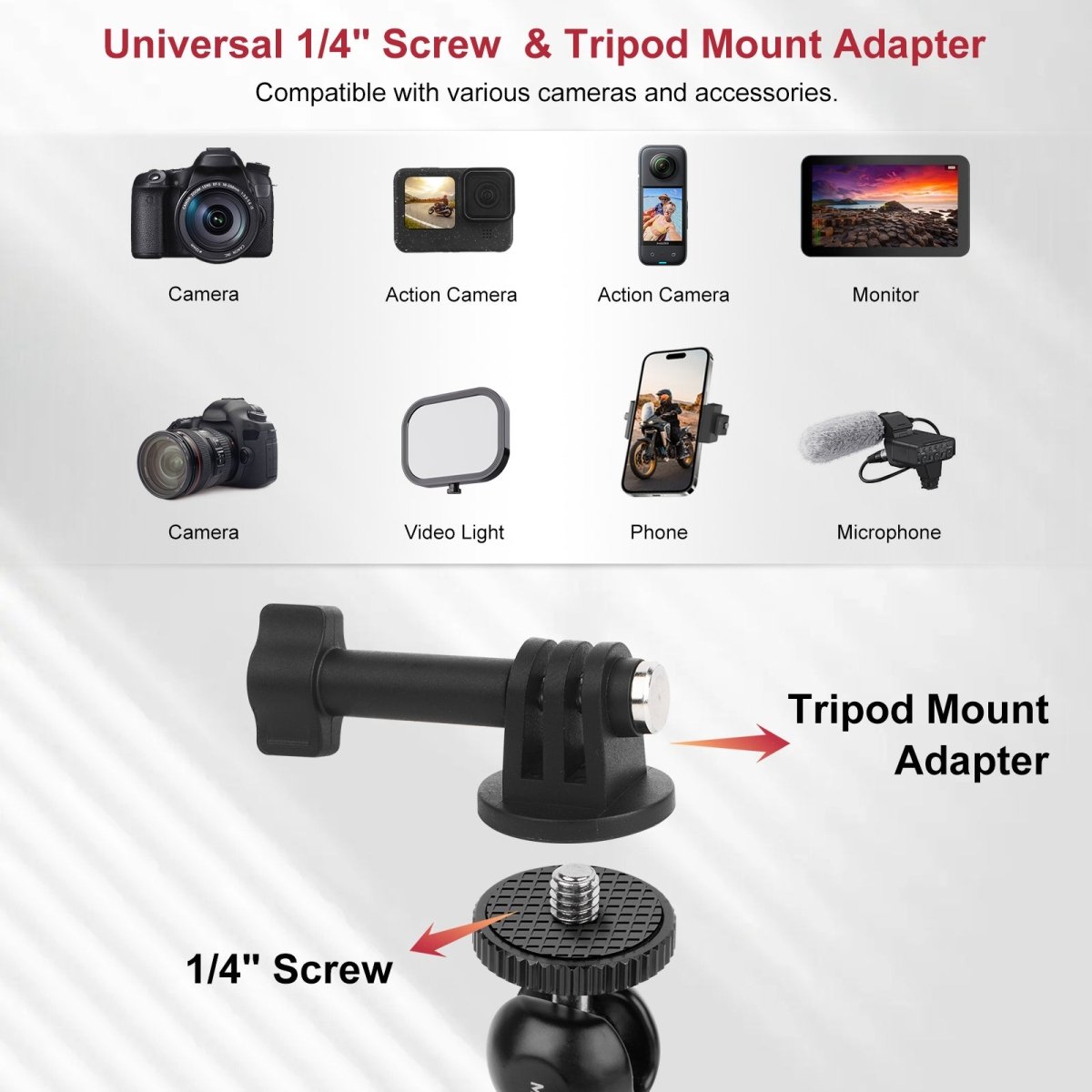 Mechrig Dual Ball Magic Arm Super Clamp Mount with GoPro Adapter & Phone Clamp - Grip Support Store