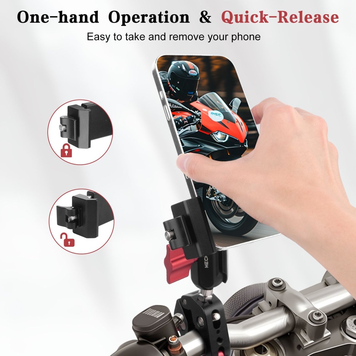 Mechrig Quick-Release 360° Ball Head Phone Mount with Super Clamp - Grip Support Store