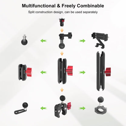 Mechrig Riding Dual Ball Head Super Clamp Mount with GoPro Base & 1/4" Screw - Grip Support Store
