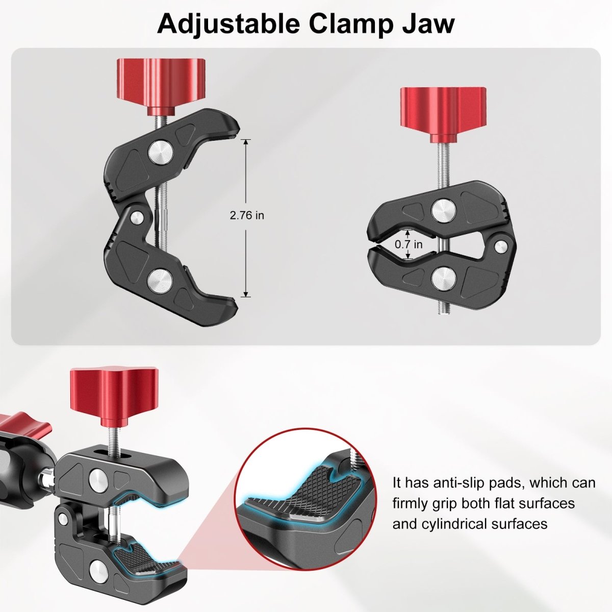 Mechrig Riding Dual Ball Head Super Clamp Mount with GoPro Base & 1/4" Screw - Grip Support Store