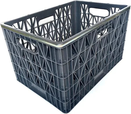 Standard Milk Crate with Metal Band  (24 QT) - Grip Support Store