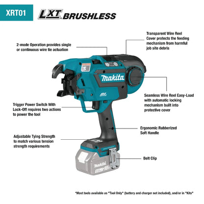 Makita XRT01TK 18V LXT® Lithium‑Ion Brushless Cordless Rebar Tying Tool Kit (5.0Ah) - Grip Support Store