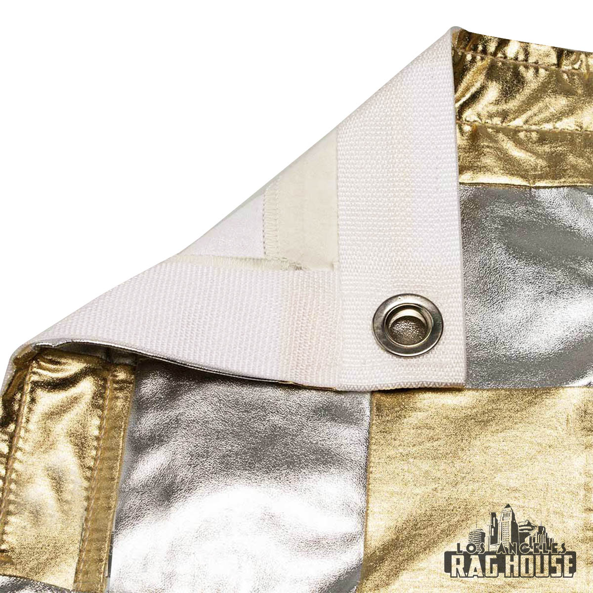 Silver/Gold Checker Lame by LA Rag House - silver and gold checker detail