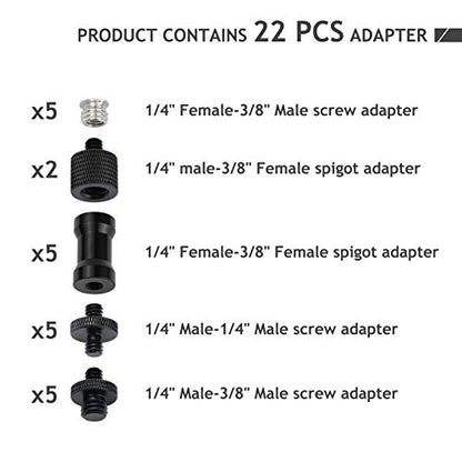 22 Pcs 1/4" - 3/8" Screw Adapter Kit - Grip Support Store