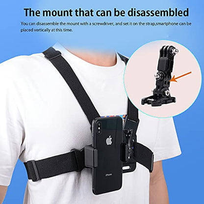 Mobile Phone Chest Mount Strap Holder ，Anti-Slide Strap Mount for Phone 360 Degree Rotary for Video Recording Camera Harness - Grip Support Store