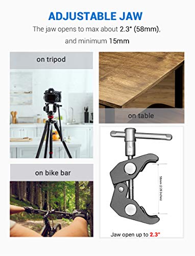 SMALLRIG Cool Ballhead Arm Super Clamp Mount Multi-Function Double Ball Adapter with Bottom Clamp - Grip Support Store