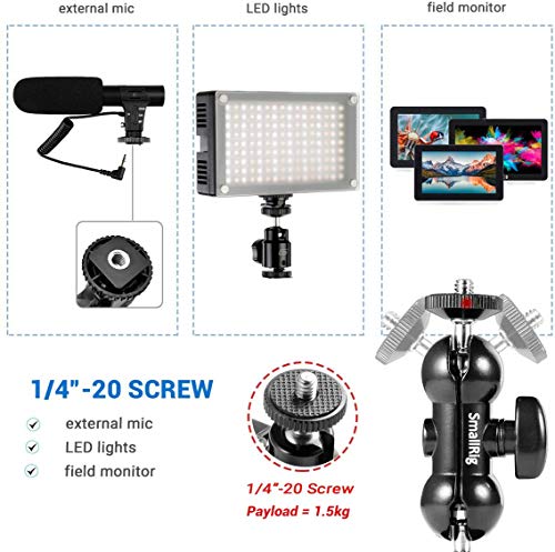 SMALLRIG Cool Ballhead Arm Super Clamp Mount Multi-Function Double Ball Adapter with Bottom Clamp - Grip Support Store