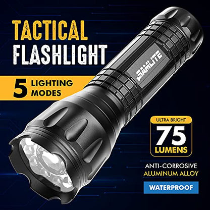 Tactical Flashlight with Red Laser and Magnetic Bottom - Water Resistant - (3 AAA Batteries Included) - Grip Support Store