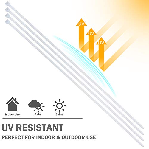 15" White Zip Ties (100 Pack)- Heavy Duty - Grip Support Store