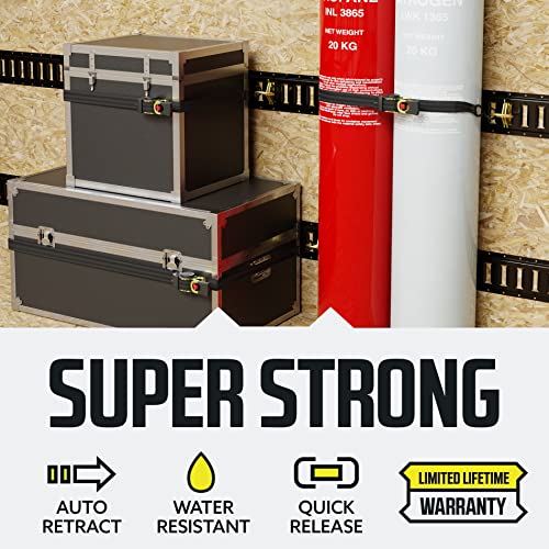 Auto Retractable Ratchet Straps 10' Long - Heavy Duty (2 pack) - Working Load Limit 500Lbs - Grip Support Store