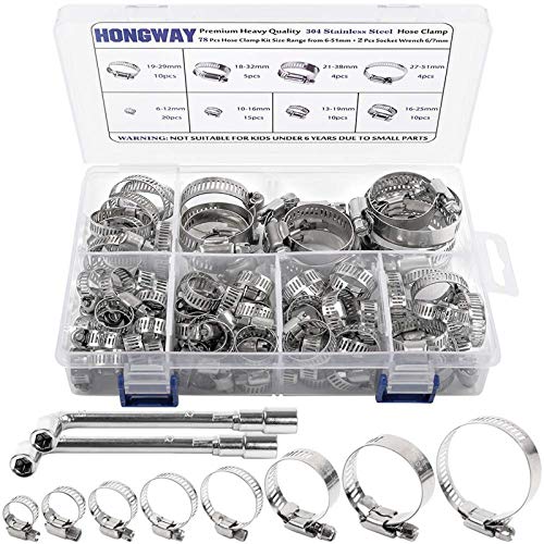 Hose Clamp, 78 Pack Stainless Steel Assortment - Grip Support Store