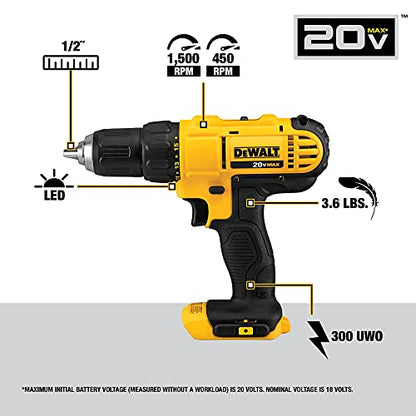 DEWALT 20V Max Cordless Drill Combo Kit, 2-Tool - Grip Support Store