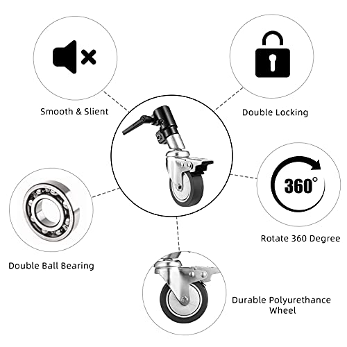 C Stand Wheels with Swivel Locking Casters - Set of 3 - Grip Support Store