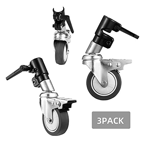 C Stand Wheels with Swivel Locking Casters - Set of 3 - Grip Support Store