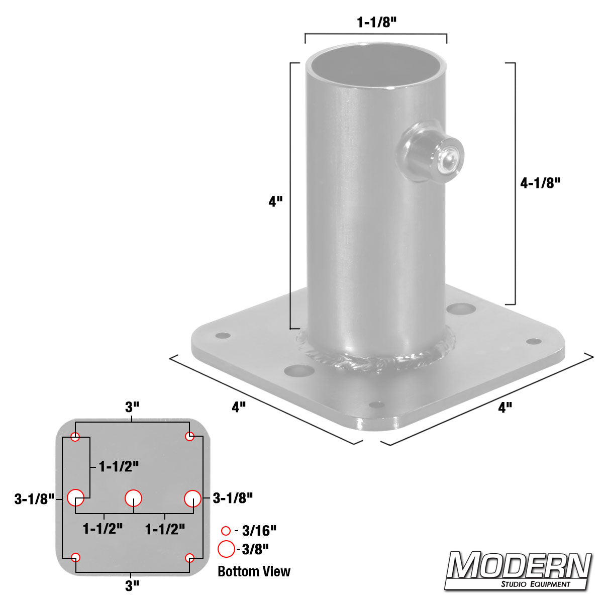 Pipe Flange Base for 1-1/4" Speed-Rail® - Grip Support Store